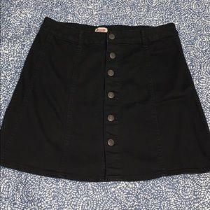 Black denim mini skirt